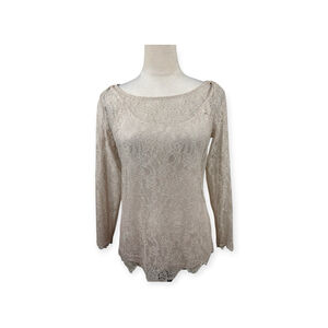 WHBM White House Black Market Pearl Dust Lace 2pc Top Size XS